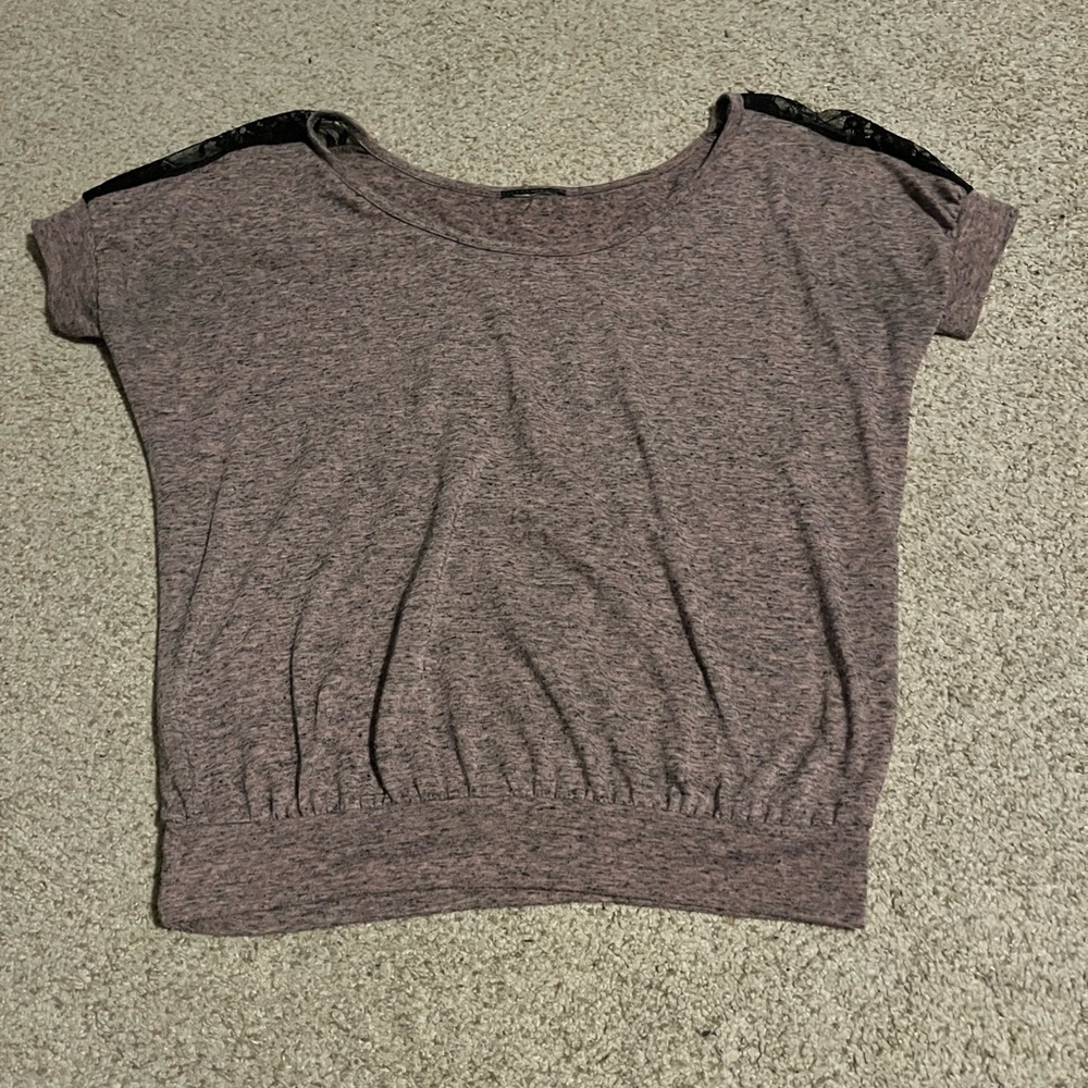Wetseal Lace Embellished Short Sleeve Top